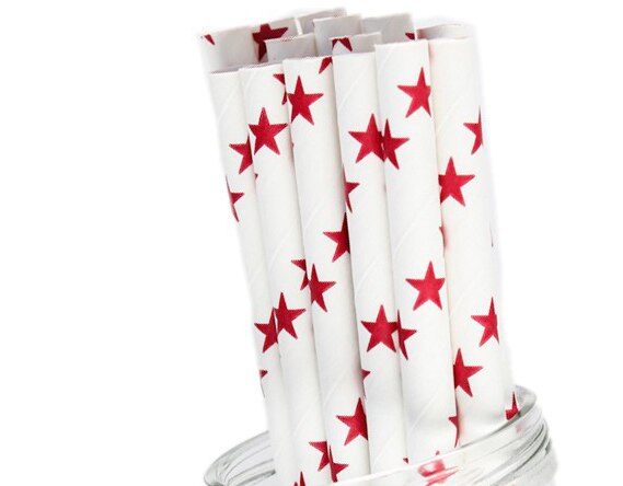 25pcs Black Red Paper Straws Straws For Birthday Wedding Decorative Party Event Drinking Straws Supplies: Red 12