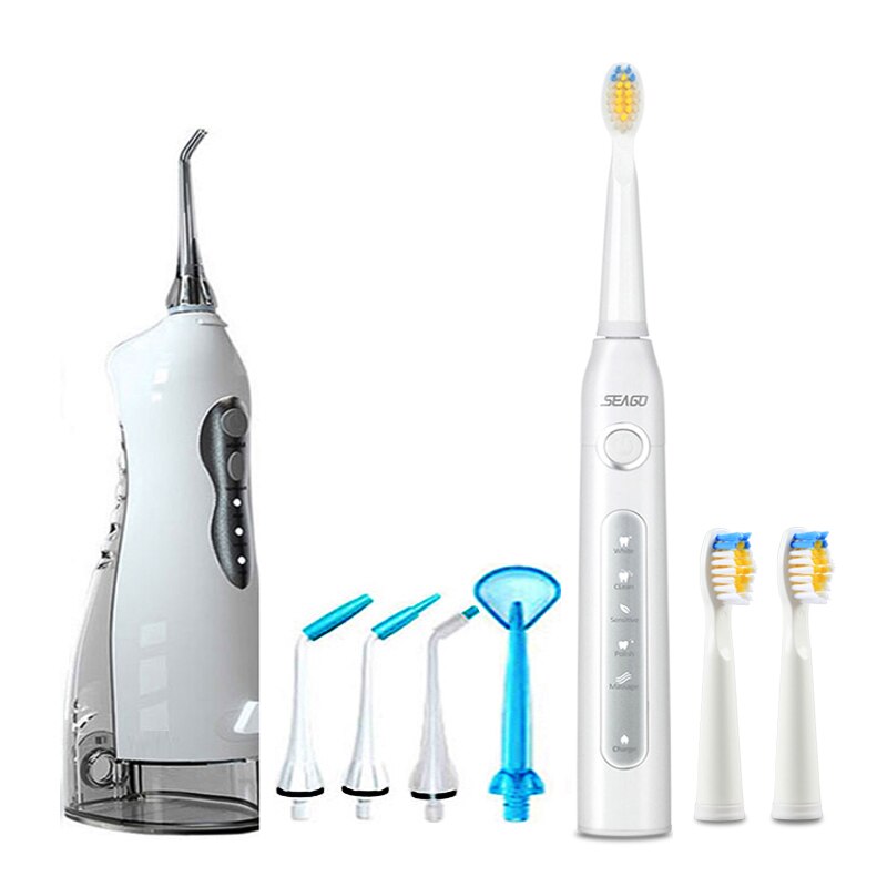 255ml Oral Irrigator USB Recharge Portable Water Flosser 3 Modes Teeth Washing Machine Brush 60-90psi Dental Water Jet: white brushflooserwt