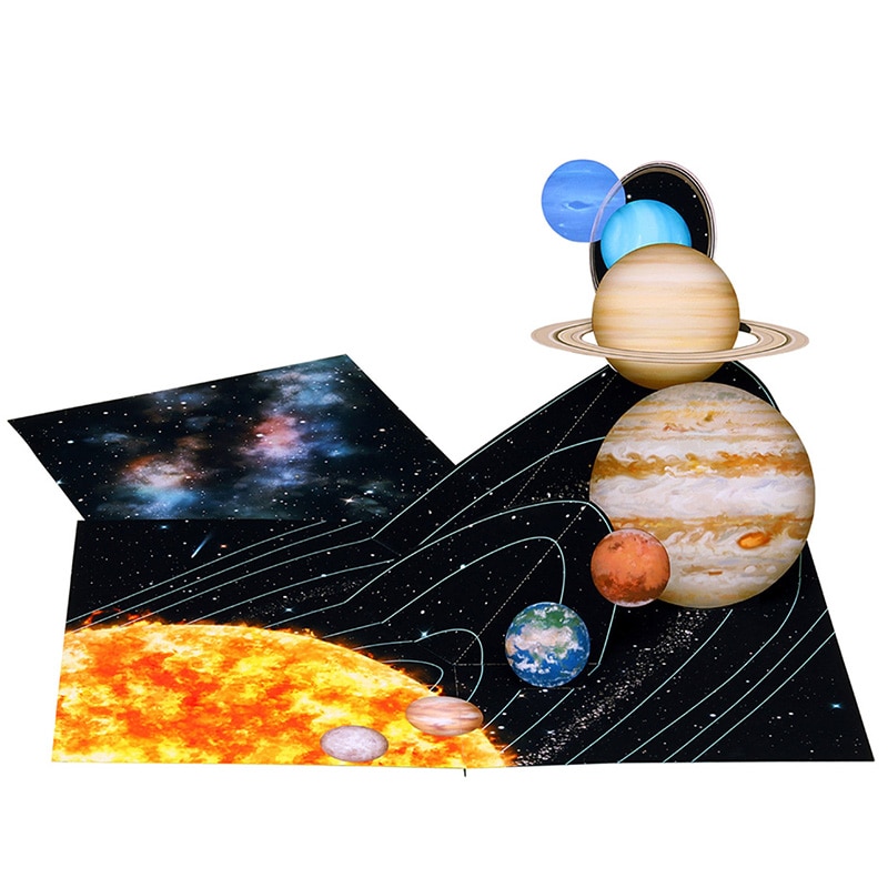 DIY Pop-up Card Solar System,Handmade 3D Anniversary Greeting Card Paper Model,Postcard Invitation Papercraft,Craft ER-093