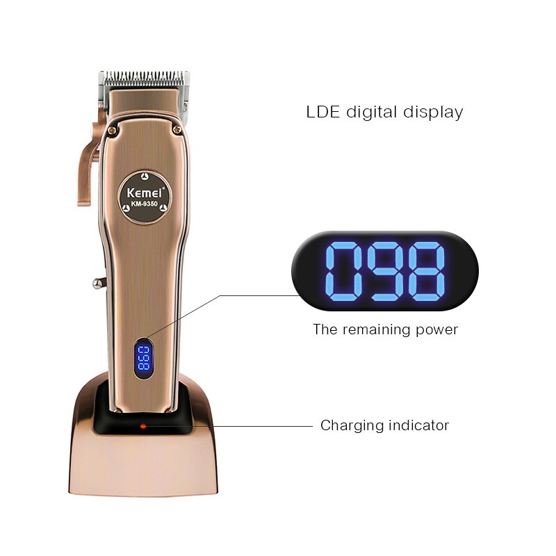 Or Rose Puissance Tondeuse À Cheveux Pour Homme Rechargeable Électrique Tondeuse À Cheveux Coupe de Cheveux Sans Fil Réglable En Céramique Lame de Machine à Raser