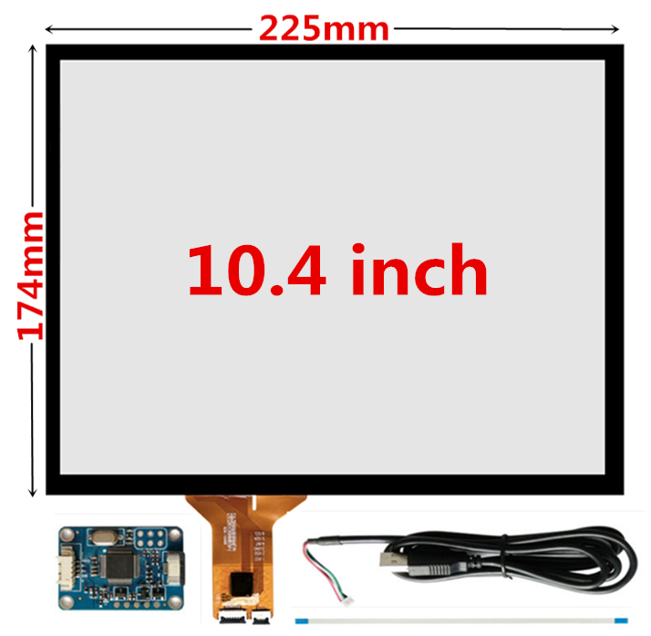 10.4 Inch 225Mm * 174Mm Raspberry Pi Industriële Apparatuur Capacitieve Digitizer Touch Screen Panel Glas Usb Driver Board