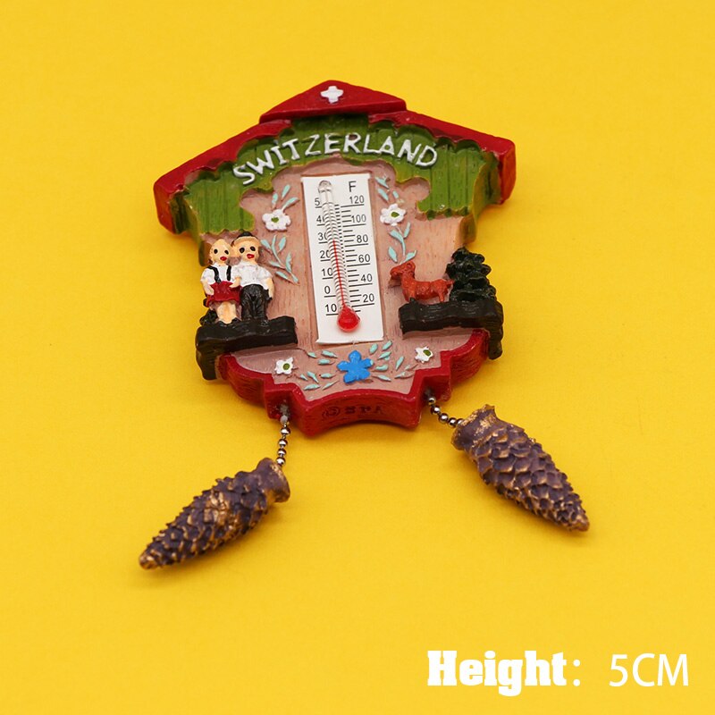 Swiss sheep refrigerator magnets handmade 3D home kitchen decoration Swiss tourist souvenirs coogoo bell model magnets hand-painted tourist swiss souvenirs Painted refrigerator sticker home decoration: Swiss thermometer