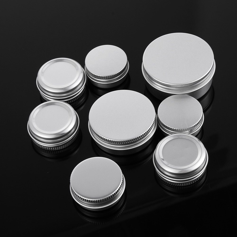 Botes de muestra de aceite de maquillaje, caja de cera, botellas de aluminio, latas de embalaje reutilizables, contenedor de lata, bote de cosméticos, tornillo superior,