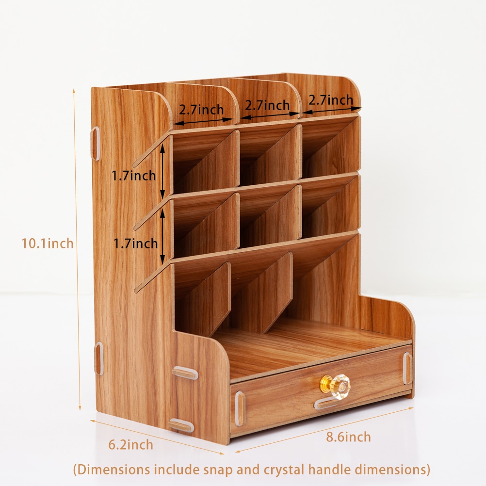 Wooden Desk Organizer Multi-Functional DIY Pen pencil Holder Box Desktop Stationary Home Office Supply Storage Rack