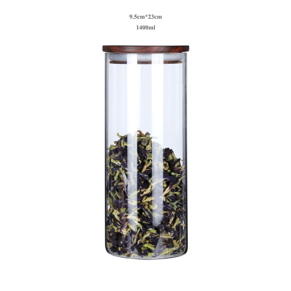 Transparent Heat-resistant Glass Bottle Sealed Jar High-grade Acacia Clear Container with Wooden Lid Kitchen Food Storage Tank: 1400ml