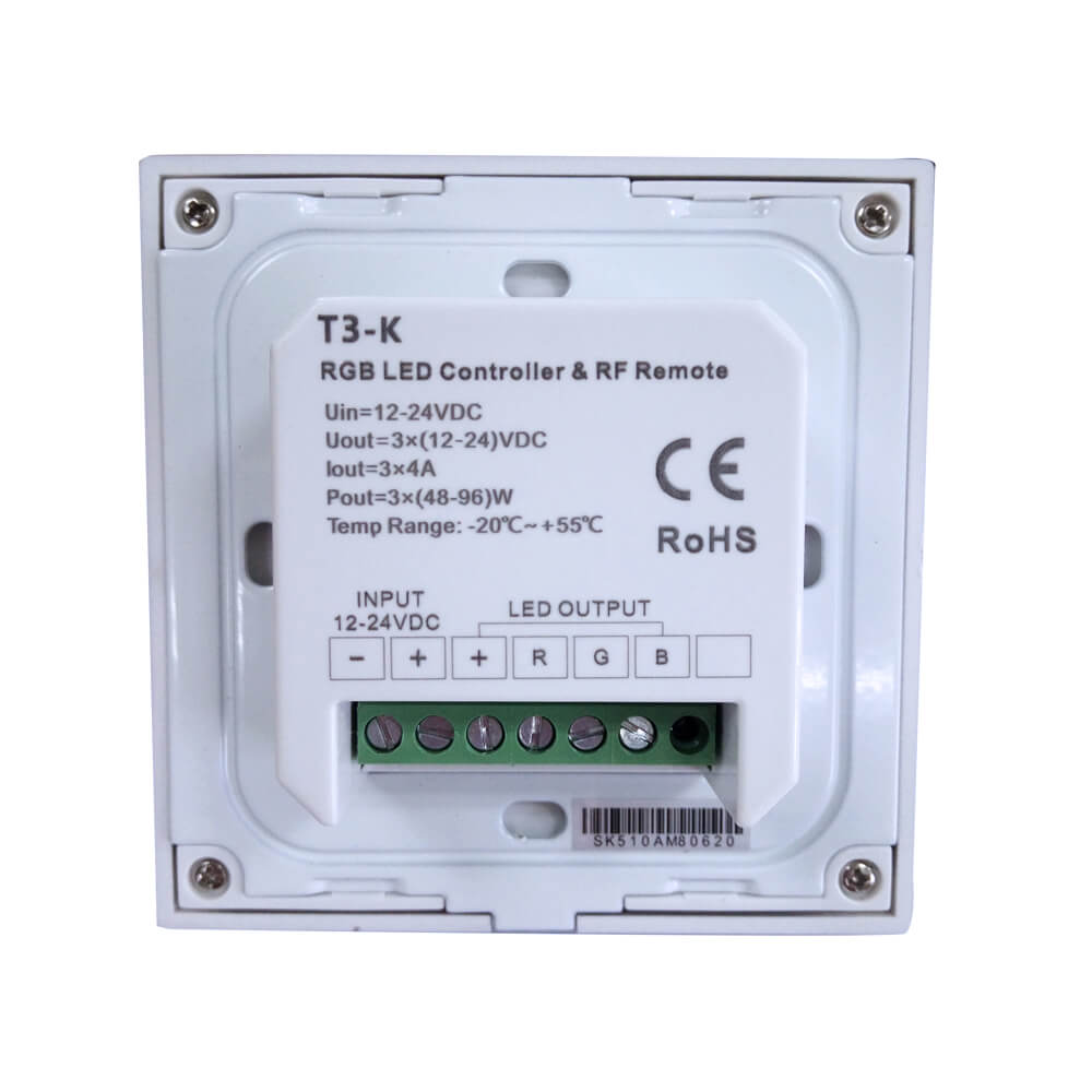 Wall mount RGB led controller glass panel and touch screen 3V RF remote dimmer DC12V-24V led strip tape RGB led controller