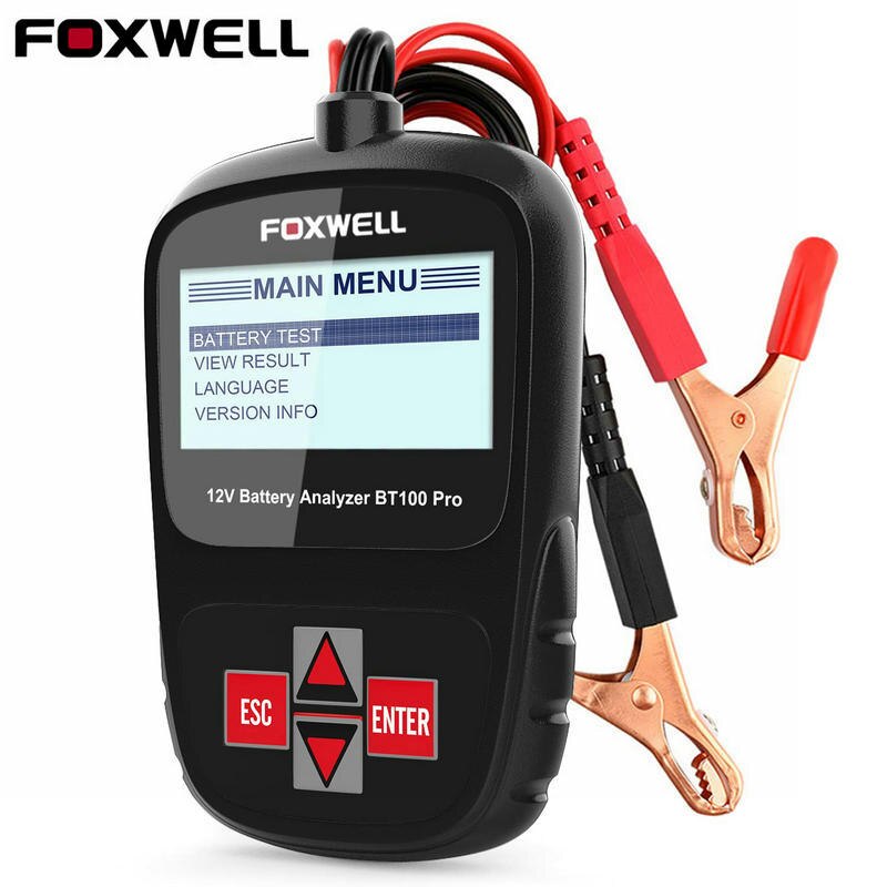 Foxwell BT100 Pro 12V Auto Batterij Tester Digitale Batterij Analyzer 100-1100CCA Diagnostics Gereedschap Voor Lood-zuur Overstroomd Agm Gel: Default Title