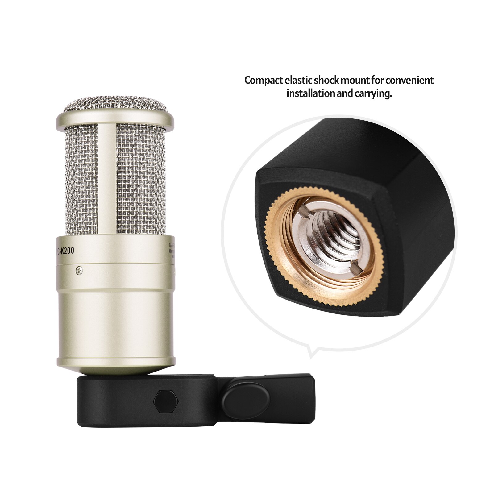 TAKSTAR PC-K200 Cardioid-directional Condenser Recording Microphone Metal Structure Wide Frequency Response with Shock Mount