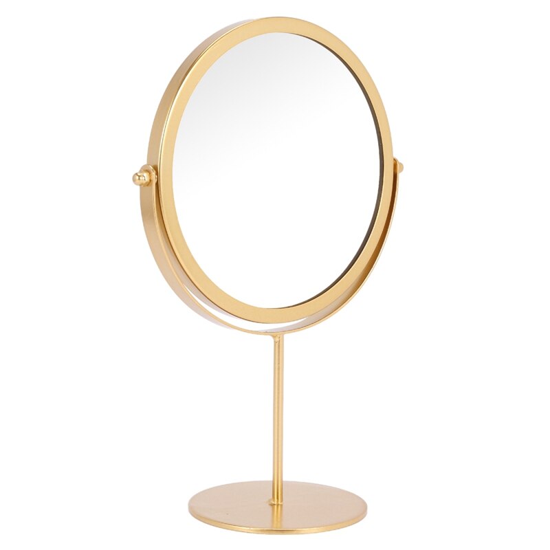 Standing Portable Metal Makeup Mirror Round Shape Desktop Vanity Mirror