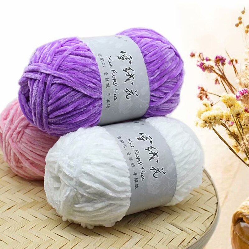 Hilo de terciopelo de chenilla para tejer, lana gruesa y cálida de ganchillo, lana de algodón para bebé, suéter de punto artesanal, 100g por rollo