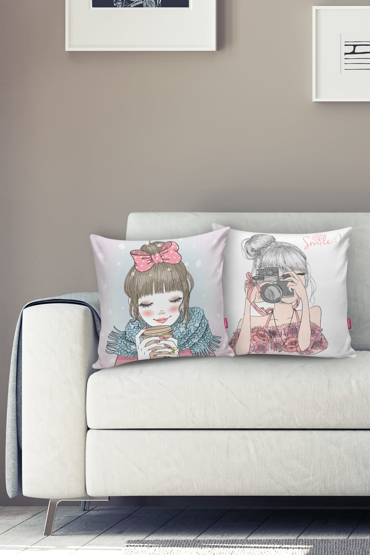 fille modèle 2 li oreiller décoratif décorer ensemble de cas