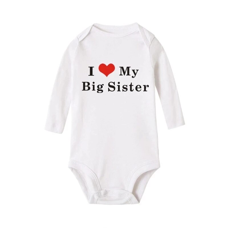 Ik Hou Mijn Zus/Brother Baby Jongens Meisjes Zomer Lange Mouw Bodysuits Peuter Tweeling Rompertjes Casual Baby Rompertjes: Big sister / 3-6M