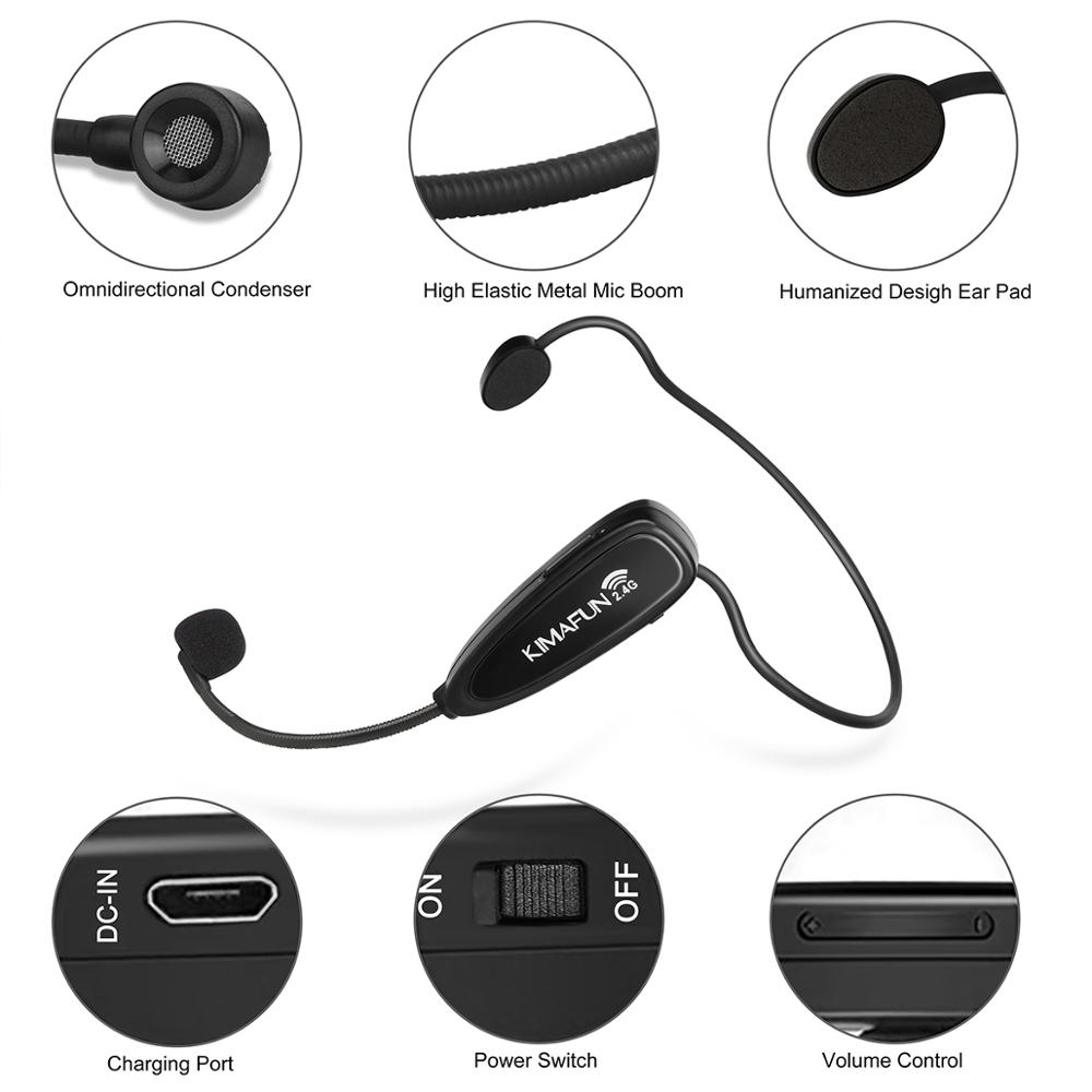 KIMAFUN KM-G100 2.4G Wireless Microphone Speech Headset Mic For Sound,Loudspeaker,Amplifier Teaching Meeting Tour Guide