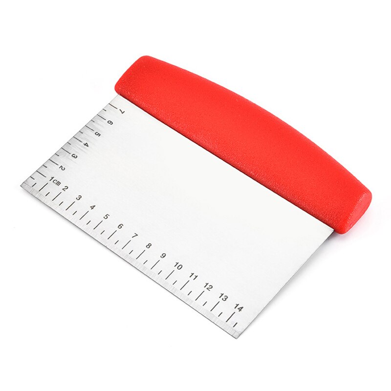 1Pcs Stainless Steel Metal Griddle Scraper Chopper - Great As Dough Cutter For Bread And Pizza Dough Baking Supplies: red