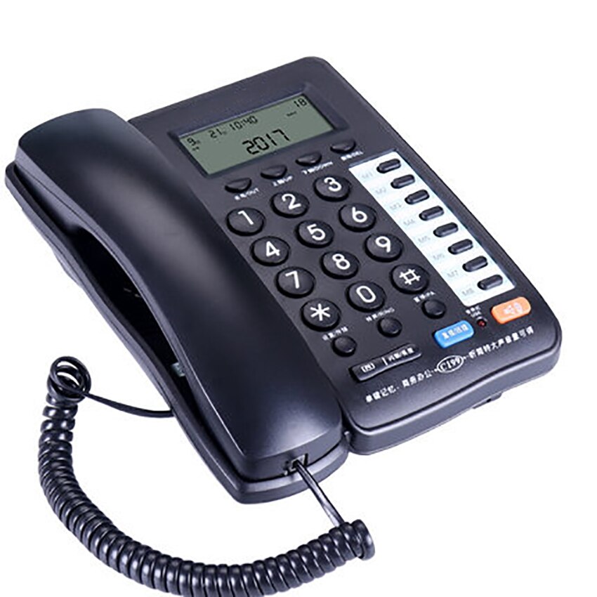FSK/DTMF Dual System Corded Phone Telephone with Caller ID, Blue Screen Landline, 8 Memory Number Dial, Wall Mountable: black