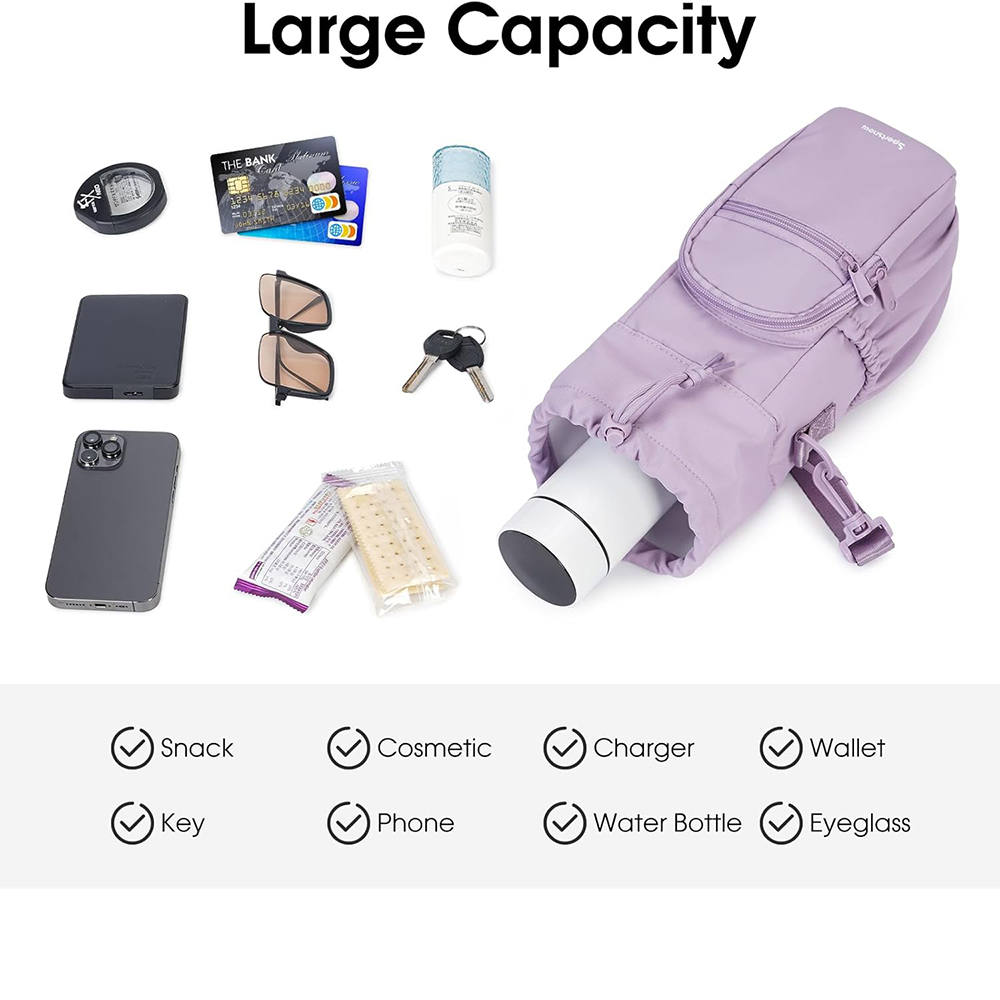 Water Bottle Holder with Strap, Insulation Water Bottle Carrier Bag with Phone Pocket, Water Bottle Sling Bag Crossbody