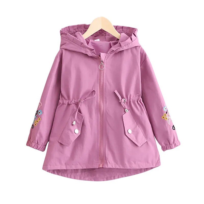 Autumn Winter Children Girls Hooded Outwear Jackets Clothing Kids Girls Zipper Windbreaker Waterproof Tops Teenagers Trench Coat