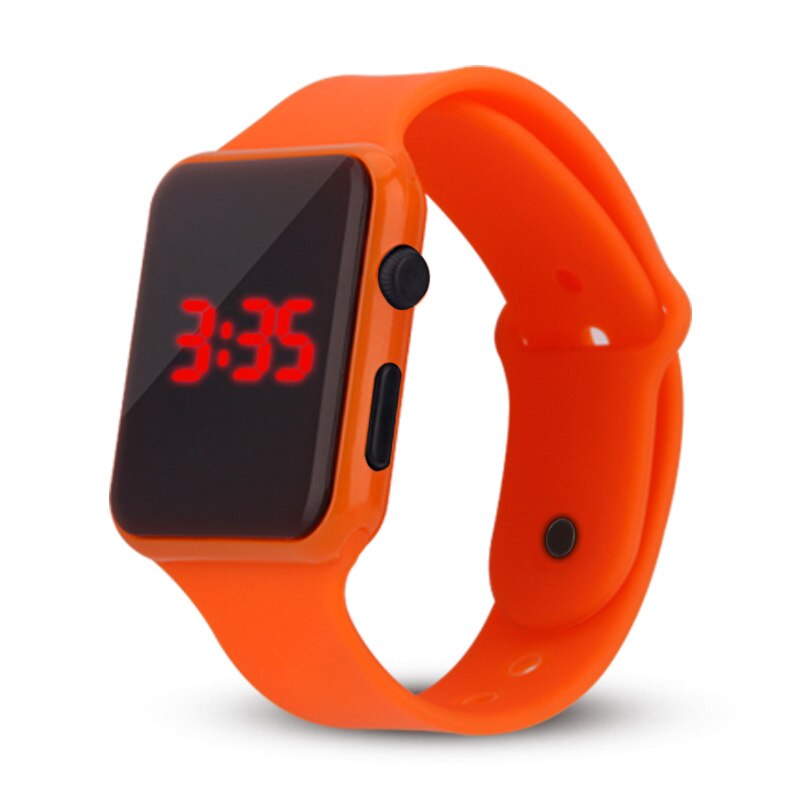 mannen vrouwen Horloge Digital Siliconen Sport Horloge voor Vrouw Man Jongen Meisje Kinderen Rood Licht: orange