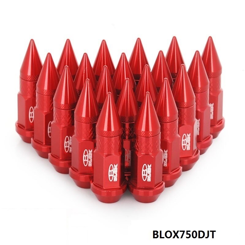 Blox – écrous de roue prolongés 50MM, avec pointes, pour jantes m12x1, 5/m12x1, 25, EP-BLOX750DJT-ALBZ: Rouge / M12x1.25