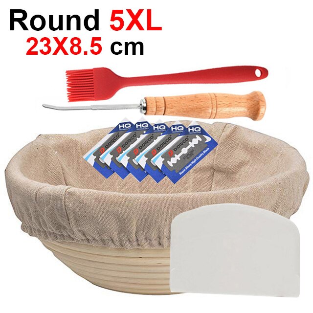 UPORS Natural Bread Proofing Basket Rattan Oval Wicker Sourdough Dough Fermentation Banneton Bread Basket: Round 23X8.5