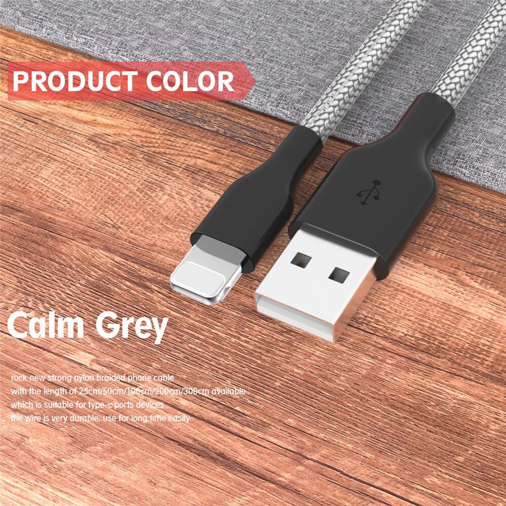 1m 2m Data USB Charger Cable - For iPhone Xs Max XR X 10 5s iPad Nylon Fast Charging Origin Long Wire Cord