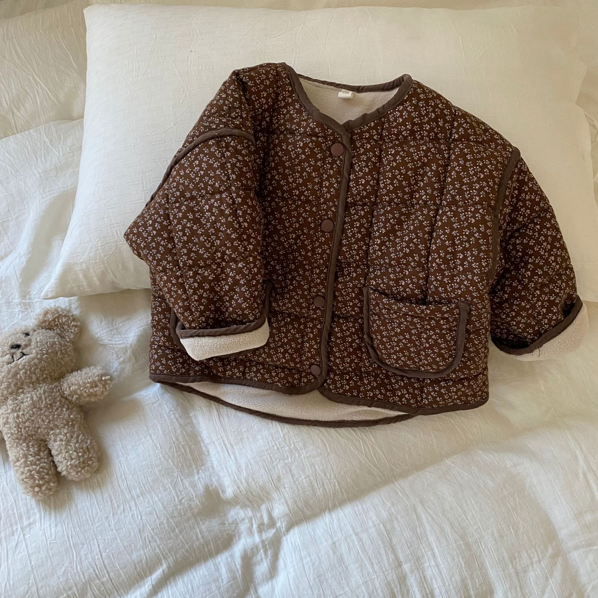 Stile coreano 2021 nuovi bambini invernali bambini cappotti imbottiti in cotone retrò addensare giacche calde capispalla Casual per bambini Unisex: Coffee / 6T