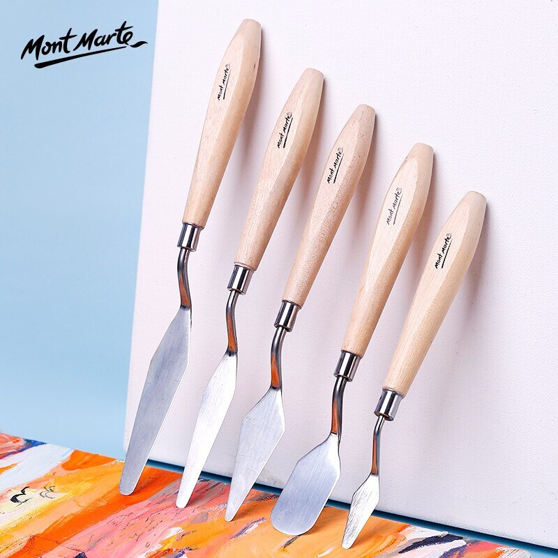 5-piece palette knife set stainless steel scraper oil painting color mixing gouache paint palette knife art supplies