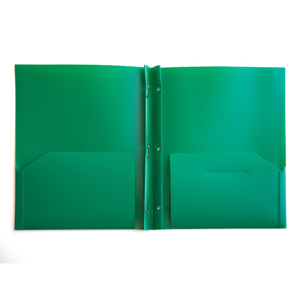 6 stk/parti comix poly-mappe med 2 lommer filporteføljemappe med 3- bens fastners letter størrelse: Grøn