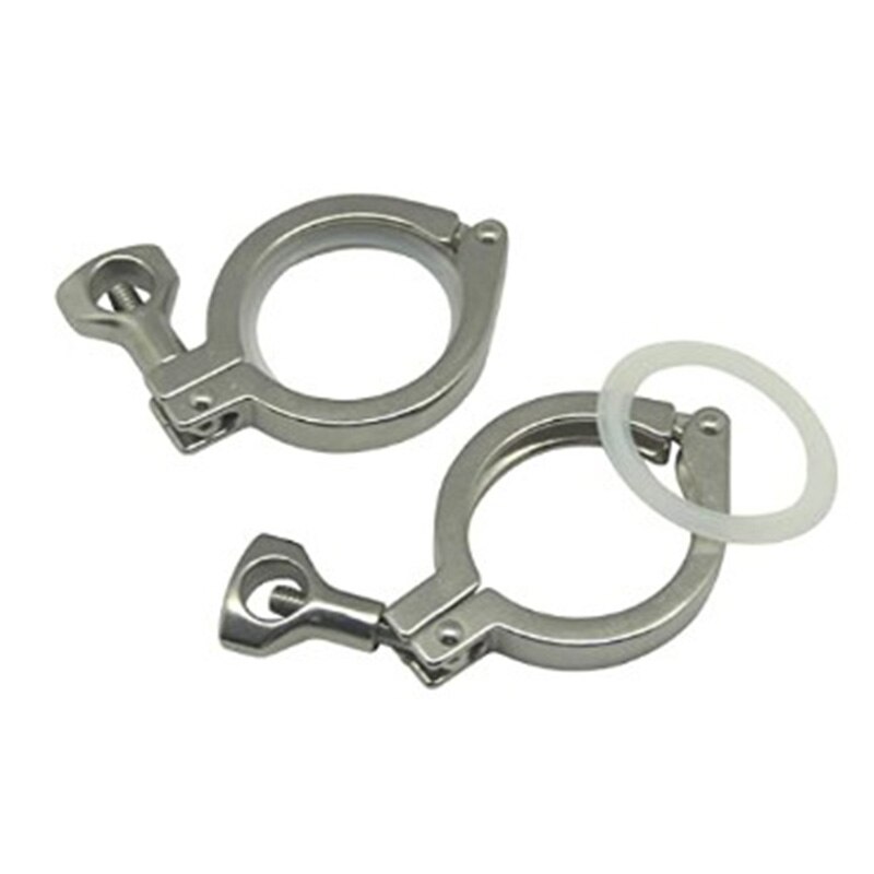 2Pcs Tri-Clamp Steel Single Pin Heavy Duty Tri Clamp with Wing Nut for Ferrule TC with Silicone Gasket 2 Inch
