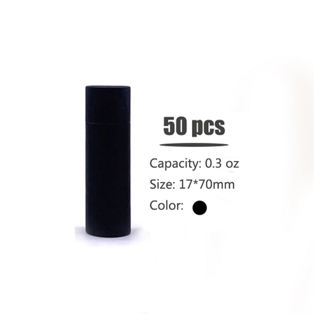 50 Stuks Lege Papier Shell Lipstick Buizen Met Cap Lippenbalsem Chapstick Houder Diy Makeup Tools Hervulbare Container: Black 3