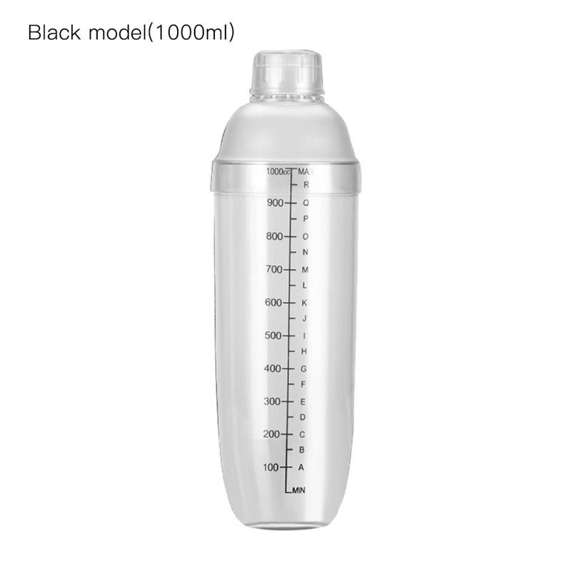 Plastic Martini Cocktail Shaker 350ml/530ml/700ml/1000ml Wine Beverage Mixer Wine Shaker Cup Drink Mixer Barware Boston Bar Tool: black