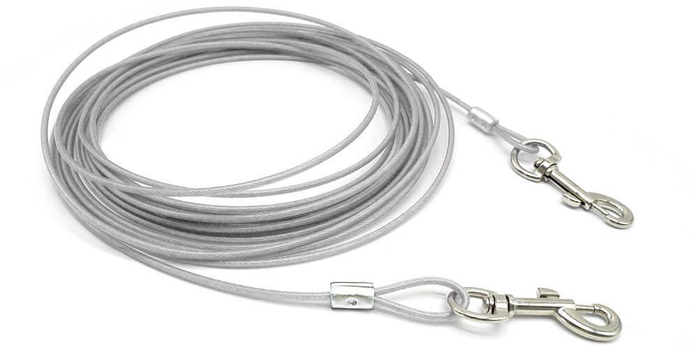 3M 5M 10M Dog Tie-Out Cable Heavy Duty Dogs Chain Leashes Outdoor Lead Belt for Small Medium Large Dogs Camping Training: Silver / 10m