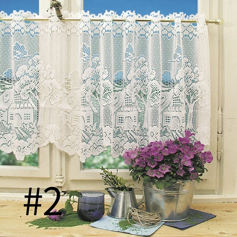 Volant Tule Halve Gordijn Kant Panel Drape Voor Thuis Decoratieve Kant Venster Sheer Deur Korte Gordijnen Ademend Volant: 2 / M