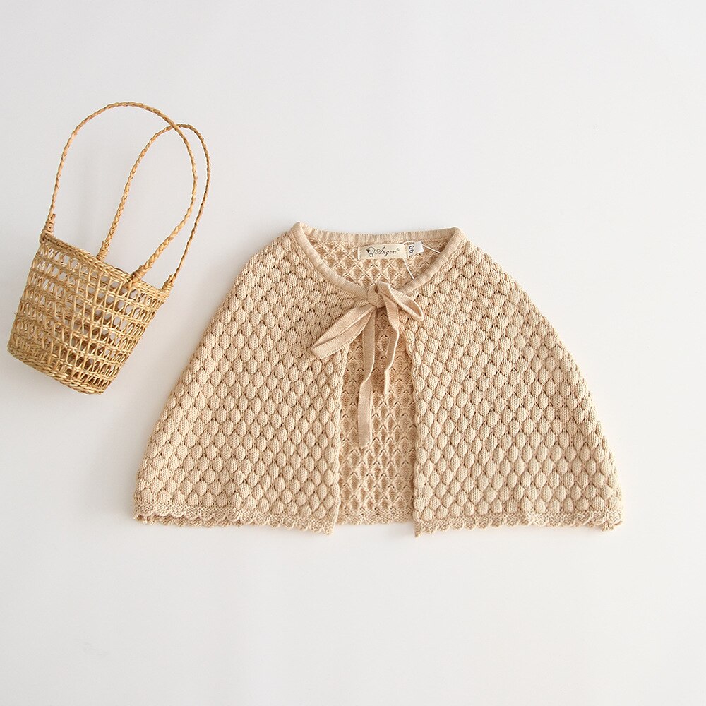 Cape en tricot pour bébé, vêtement d&#39;extérieur, manteau mignon pour bébé, pull pour petite fille, hauts kaki, 6M-3T