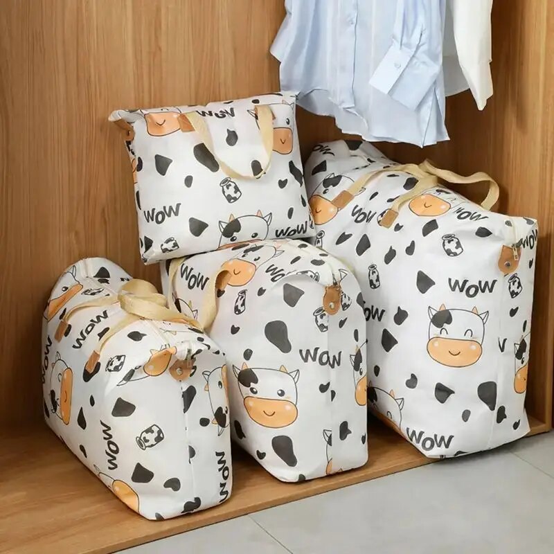 1 stuk print rits quilt opbergtas rits grote capaciteit verpakking tas dubbele handvat vochtbestendige kleding quilt opbergtas