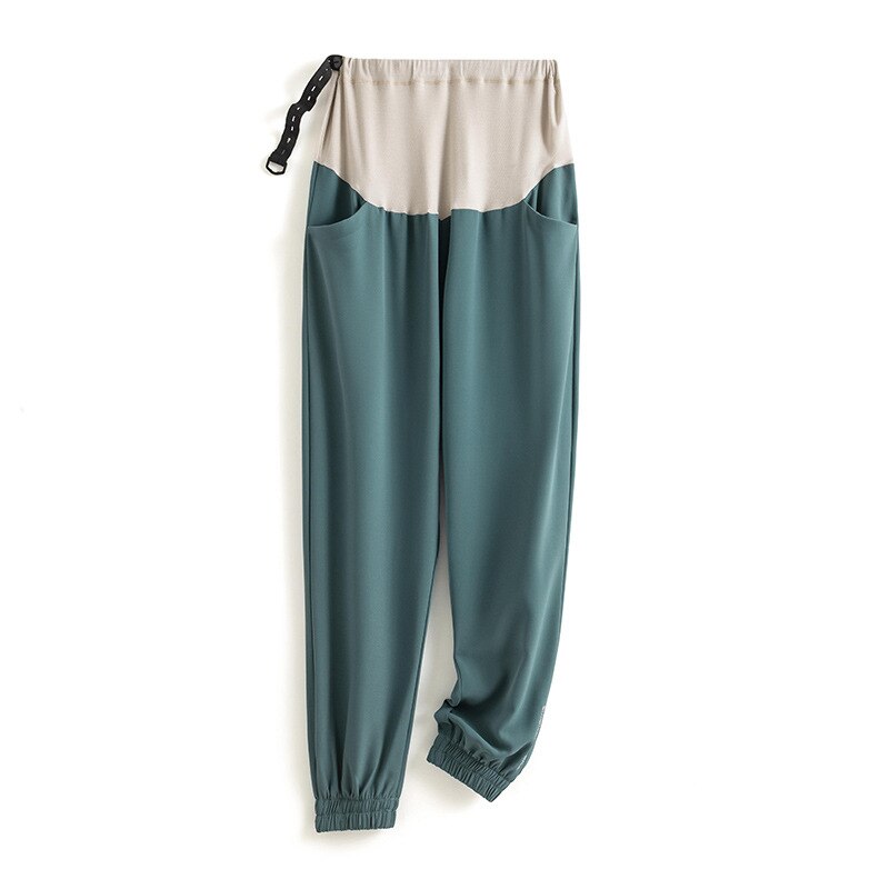 2021 nuovi pantaloni Casual premaman sottili primavera estate pantaloni larghi per sollevamento del ventre Plus size abiti gravidanza abbigliamento esterno: Dark green / M