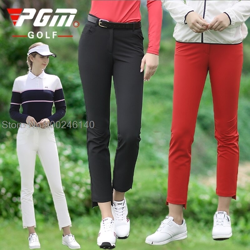 Pgm Golf odzież damska wysokie elastyczne spodnie do golfa Slim sportowe spodnie damskie 3/4 Golf tenis Pant do kostek odzież sportowa XS-XL