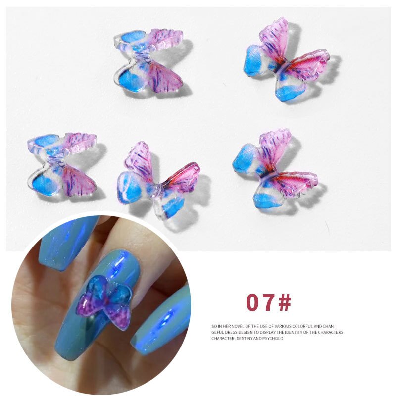 2 pcs/set 15Styles 3D Resin Butterfly Nail Art Decorations Manual Stereo Mini Manicure Butterfly DIY Rhinestones Manicure: 07