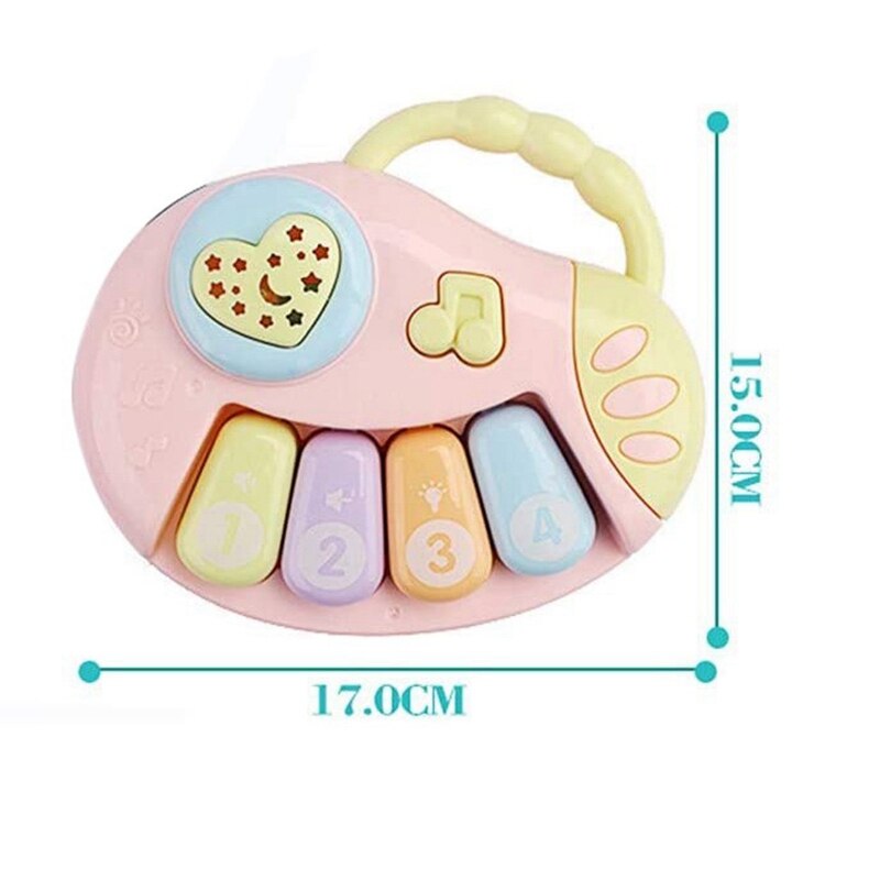Baby Musical Toy, Educational Piano Music Toy Guitar / Rattle Toy With Lights For 0-3 Years (Piano,Pink)