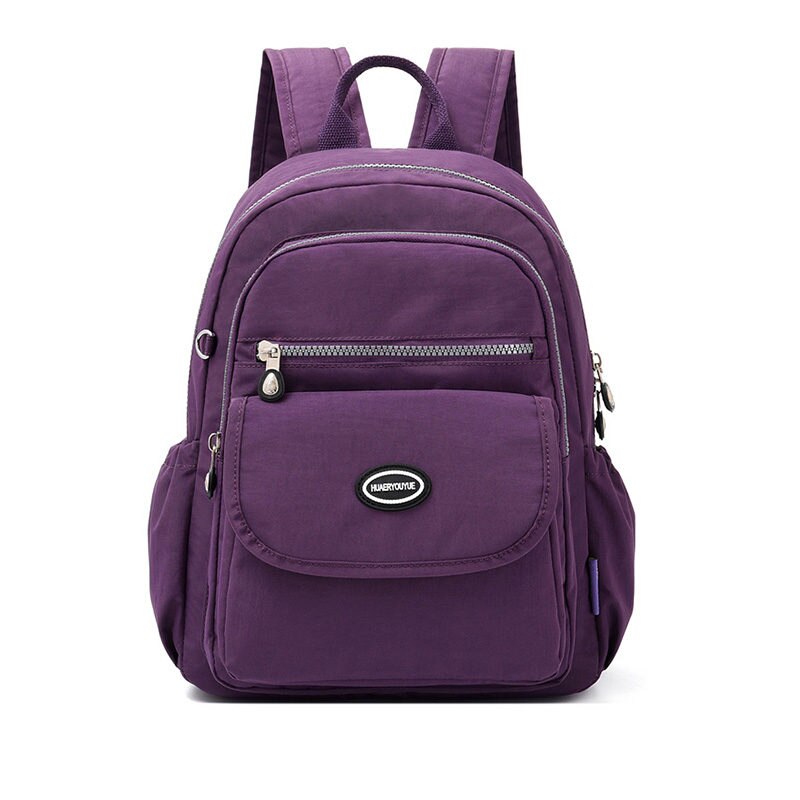 Zaino in Nylon per Le Donne di Scuola di Viaggi Borse a Spalla Multifunzione Zaino di Scuola di Nylon Impermeabile Zaini per Adolescenti: VIOLA / 28x10x37cm