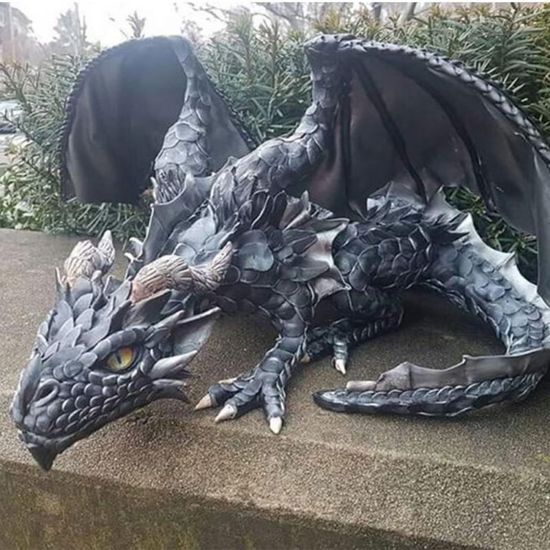 groß Hocken Drachen Skulptur Wasser sprühen Öffnen sterben Tür Fenster Figur Drache Statue Harz Handwerk Harz Ornamente Ich bin Freien Dekor: 01