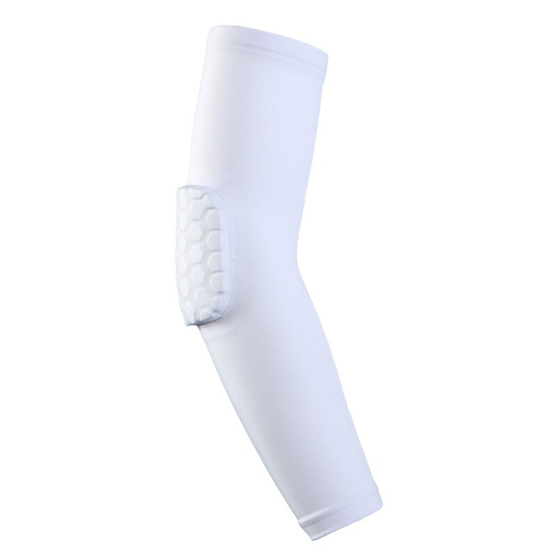 Single Sports Armguard Basketball Honeycomb Anti-collision Elbow Support Lengthened High Elastic Quick-drying Protective Gear: White / L