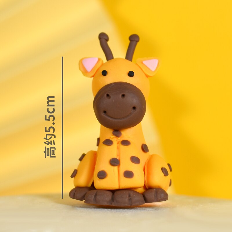 Cakelove 1pcs Party Cake Topper Cute Cartoon Animal Decor Ceramic Process Kids Baby Birthday Party Decoration Animals: giraffe