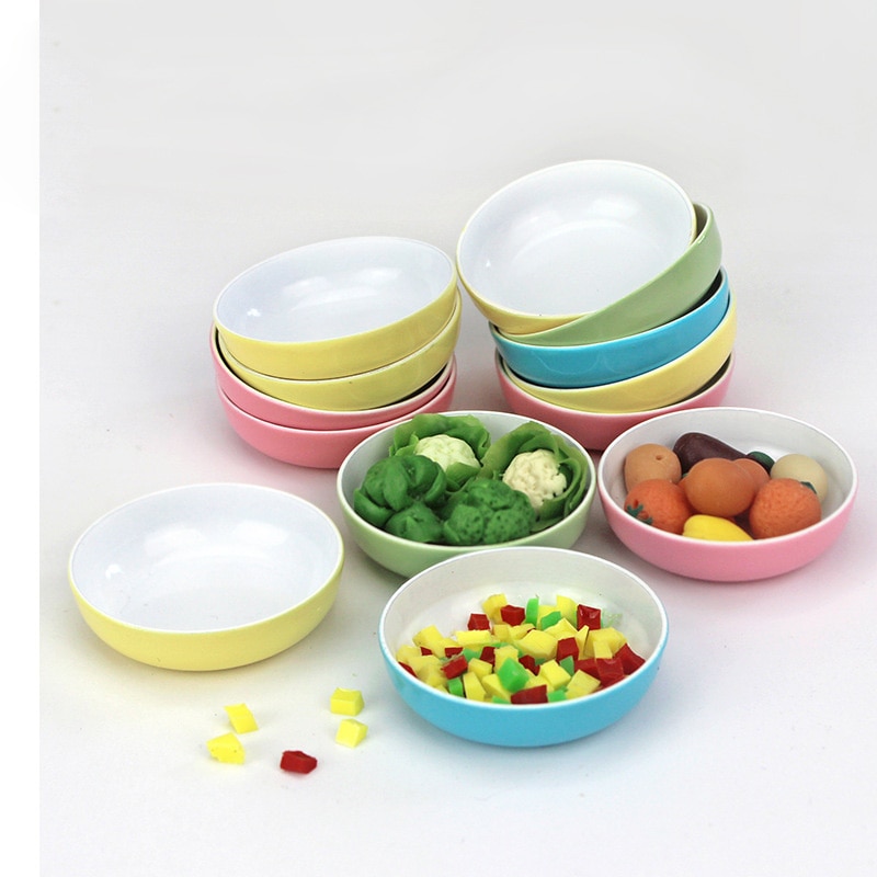 1pz Colori Della Caramella in Miniatura Casa Delle Bambole 1/12 Bilancia nordico Zuppa di Riso Piastra Mobili Casa di Bambola Decorazione Accessori