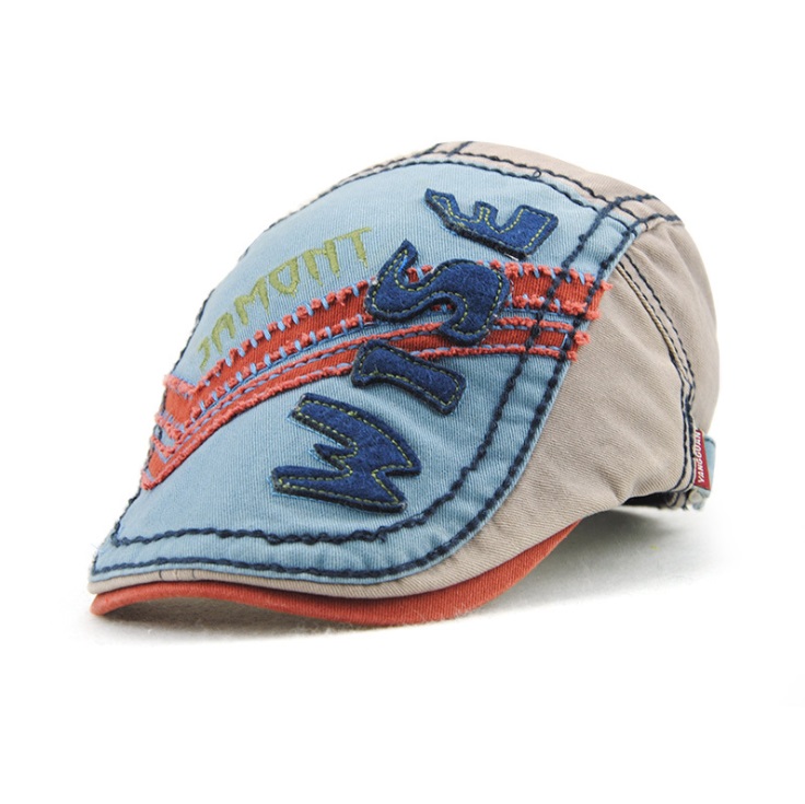 [jamont] afslappet drengekasket børnehat hat bomulds visir herrer stil gorras patchwork brev flad hat casquette 5-10y: B
