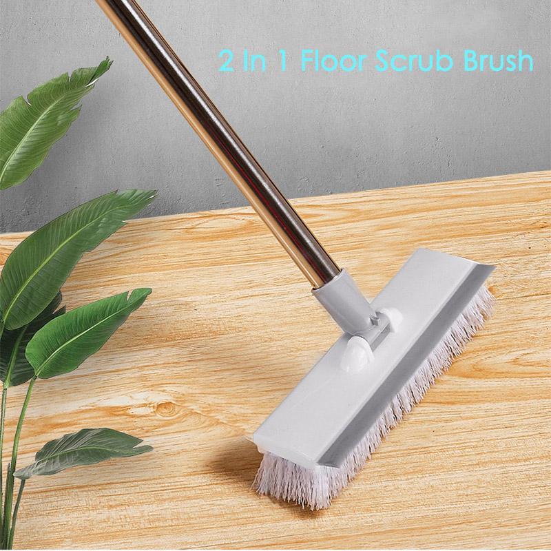 Langhåndtag gulvskrubbebørste badeværelse langhåndteret børste til at skrubbe toiletbadbørste keramiske fliser gulv rengøringsbørster
