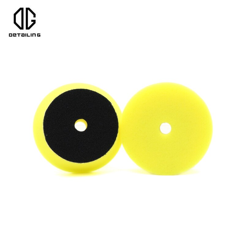 Szczegółowo 2 sztuk 80mm żółta gąbka średni podkrój lakier robić samochodu z pianki polerowanie Podkładka dla 3 cal polerka DA