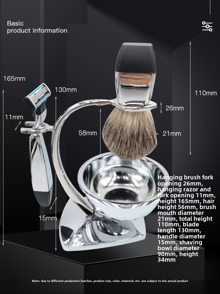 Juego de brochas de afeitar Premium para hombre, maquinilla de afeitar y cepillo de pelo, soporte para jabonera y cuchilla Manual de 3 capas