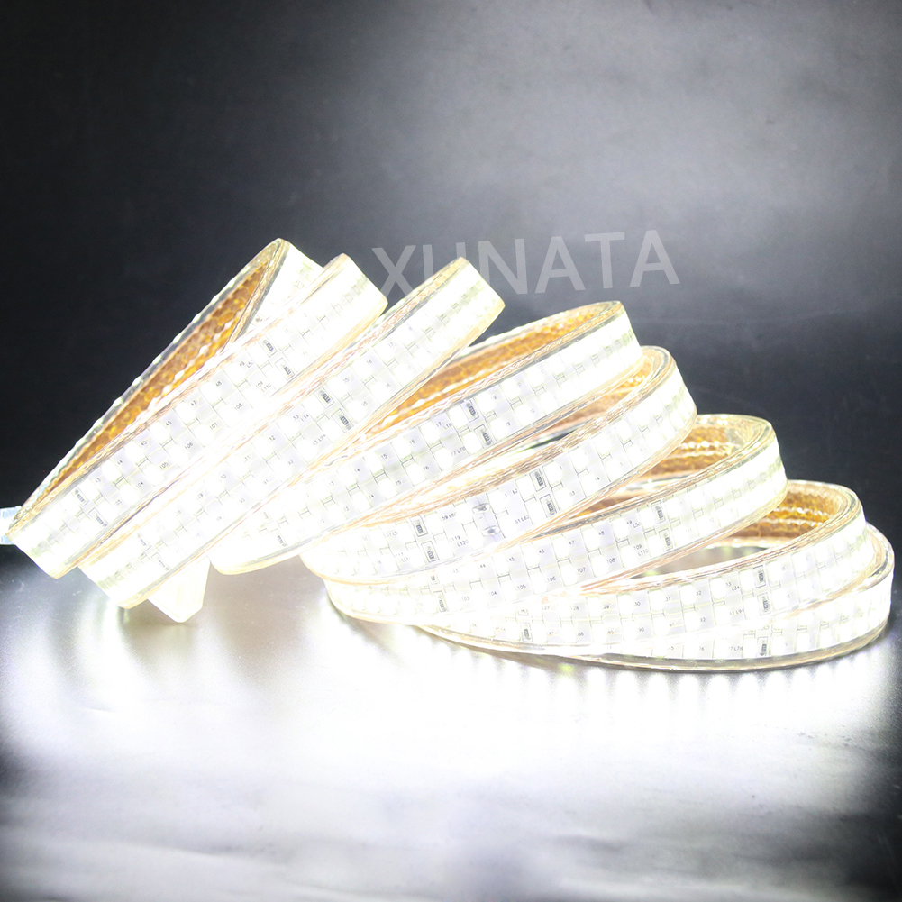 220V 110V 5730 bande lumineuse LED 240LEDs/M bande LED Double rangée ruban ruban étanche avec prise d'interrupteur EU/US/UK blanc/blanc