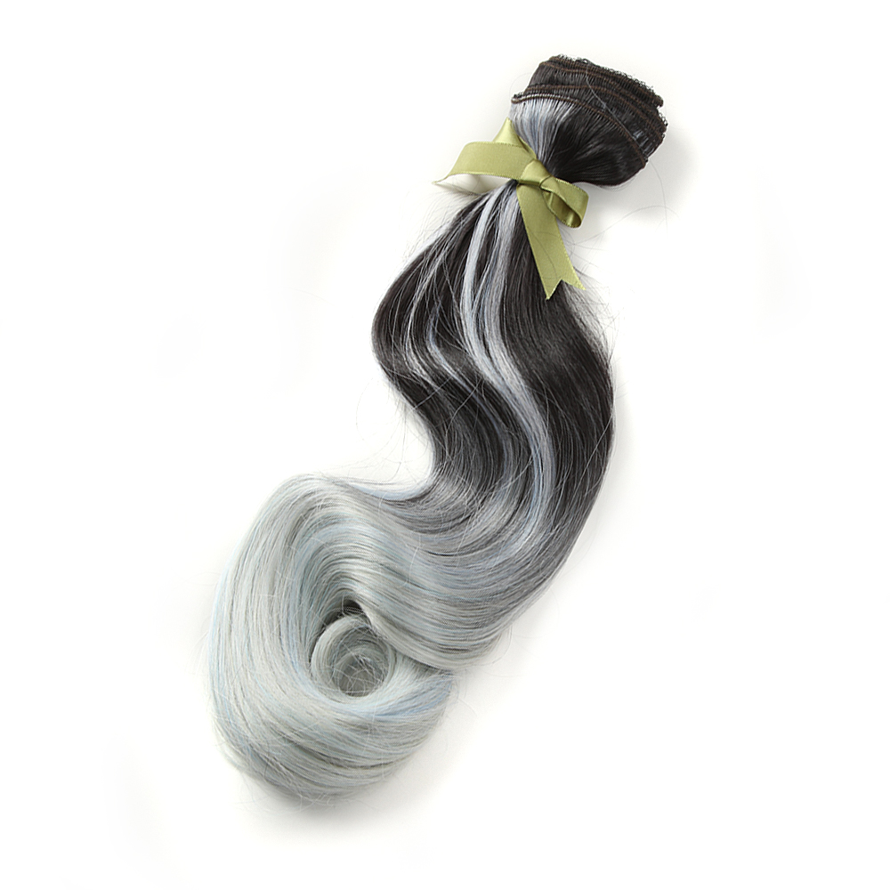 Noble Lange Synthetische Haar Clip In Hair Extension Hittebestendige Haar Ombre Body Wave Clip In Haar: THBLUE-SILVER